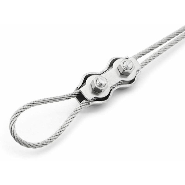 6 stk M5 Duplex Rustfritt Stål Klemmer Taukobling Rustfritt Stål Wire Tau Klemme for 4mm Wire Tau Rustfritt Stål Kabelklemme