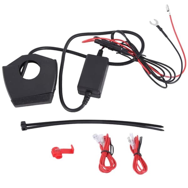 Motorcykel til 22,2-25,4 mm styr, dobbelt USB-oplader, stikadapter,