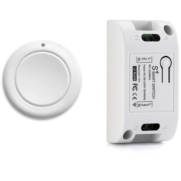 Smart Lysbryter RF 433MHz Fjernkontroll AC 110V 220V Mottaker Trykknapp Soverom Taklys Bryter