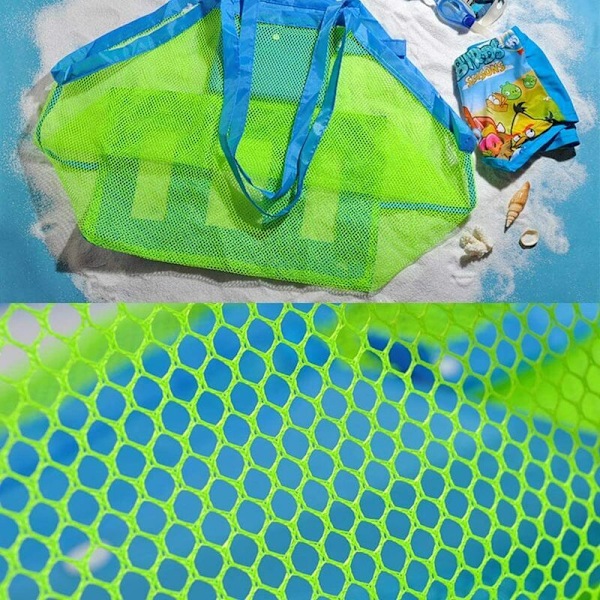 Mesh-taske til sandlegetøj Strandtaske Mesh Opbevaringstaske (Størrelse 1, 45×45cm)-Fei Yu