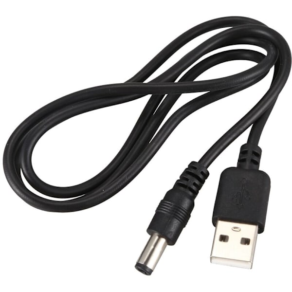 USB 5.5mm/2.1mm 5V DC -syöttökaapeli (musta, 75 cm)