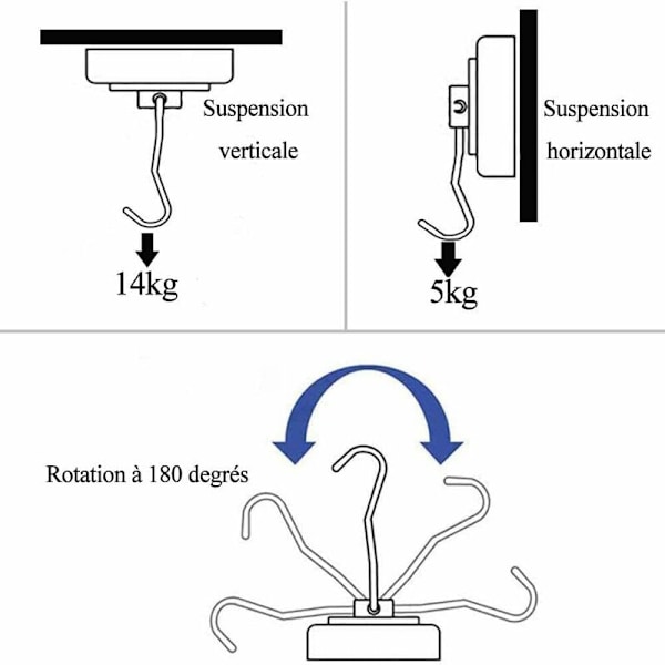 Tehokas Magneeti Koukku 14 kg 20D Magneettinen Koukku Jääkaappi Musta Neodyymi Kääntyvä Magneeti Magneettinen Koukku Magneettiset Koukut Keittiön Käsipyyhkeiden Lautaan 6kpl