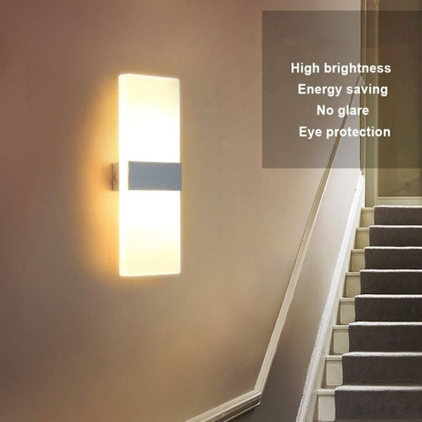 Indendørs væglampe 6W LED Moderne væglampe Aluminium Akryl Belysning Lys til soveværelse Sengelampe Gang Stue Kontor Restaurant Bar Seng Hotel