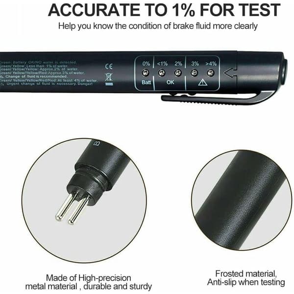 Bremsenvæsketester, Bilbremsenvæsketester, Bremsenvæsketester Pen, Digital Bremsenvæsketester, 5 LED-indikator Biltestværktøj til DOT3, DOT4, DOT5