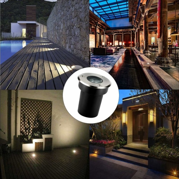 4 stk. 1W LED indbygnings-spotlights udendørs runde LED neutralt hvidt stibelysning have indbygningsbelysning til sti dæk terrasse have landskab-