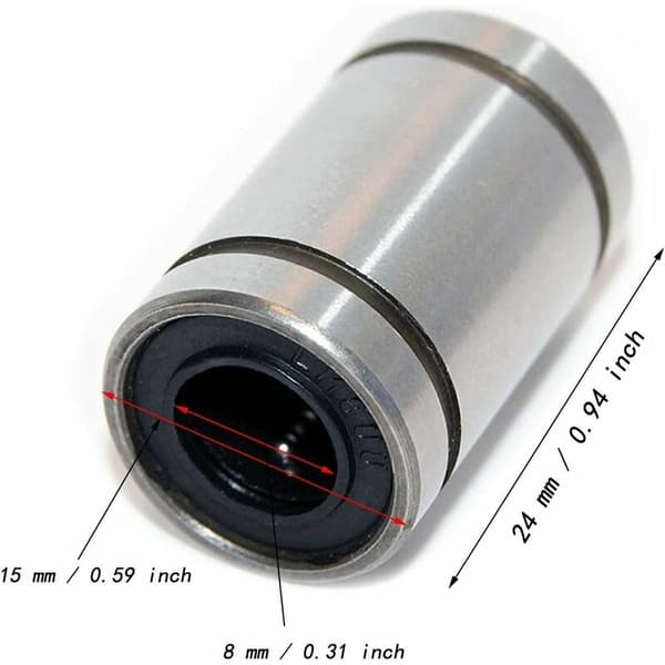 6 x LM8UU Lineærleje til 3D-printer, DIY og CNC-bevægelse Φ8mm x Φ15mm x 24mm (6 stk.)