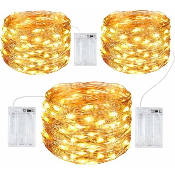 Ljusgirlang [Set om 3], Julgransljus Ljusgirlang 10M 100LED Utomhus och Inomhus Vattentät Romantisk Dekoration för Sovrum Bröllop Par