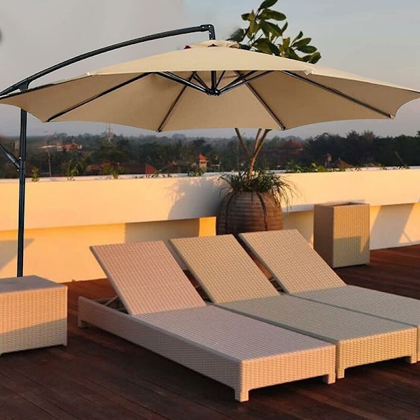 Parasolltrekk, 8 Ribber, 3M, Vanntett, UV-Bestandig, Erstatningsstoff, for Terrasse, Utendørs, Patio, Beige