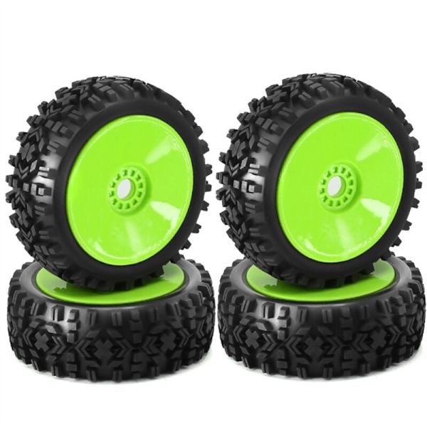 4 st 1/8 RC gummihjul däck 120MM 112MM 17Mm Hex nav för terrängbil, grön