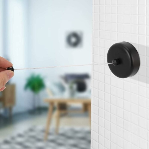 Indragbar klädstreck, 304 rostfritt stål väggmonterad klädtorkningsställ rund utomhus indragbar klädstreck för torkning av kläder inomhus och O