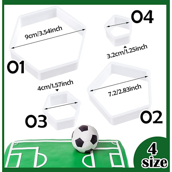 Fodboldmønster Cutter Fodbold Kage Fondant Hexagon Cutter til Køkken DIY Kage Dekoration Værktøjer