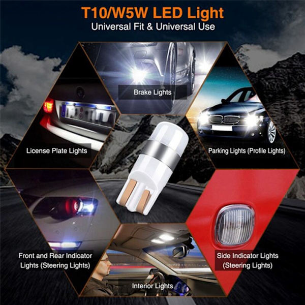 16 x T10 Fel-fri Canbus 3030 SMD LED-bilparkeringsljuslampor Vit 6000K