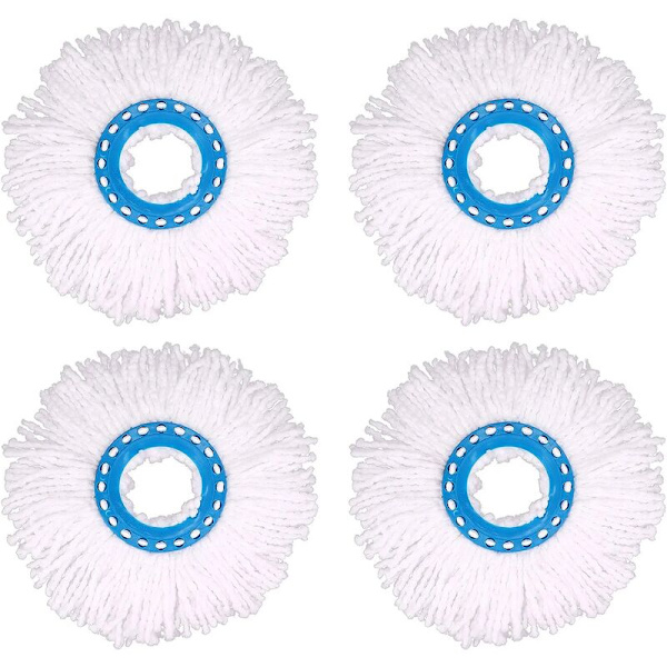 4 stk. Mikrofibermopphoder, Runde mopphoder med 360 graders rotasjon for gulvrengjøring (Diameter 16 cm)