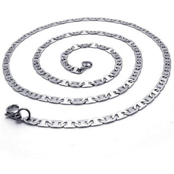 Smyckeskedja för män och kvinnor, rostfritt stål rustning kedja halsband, silver - Bredd 3,2 mm - Längd 40 cm