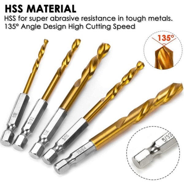 Skruetrekkersats, 11 deler Easy Out Bolt Extractor Set, Reverse Drill Bit Extractor Set for Removing Broken Screws