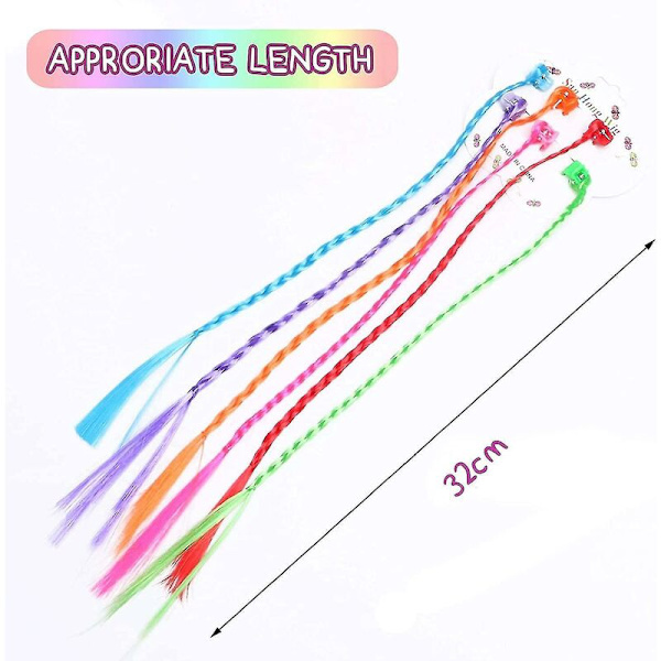 24 stk. børne hårextensions med hårklemmer Clip-on neon hår flet extensions