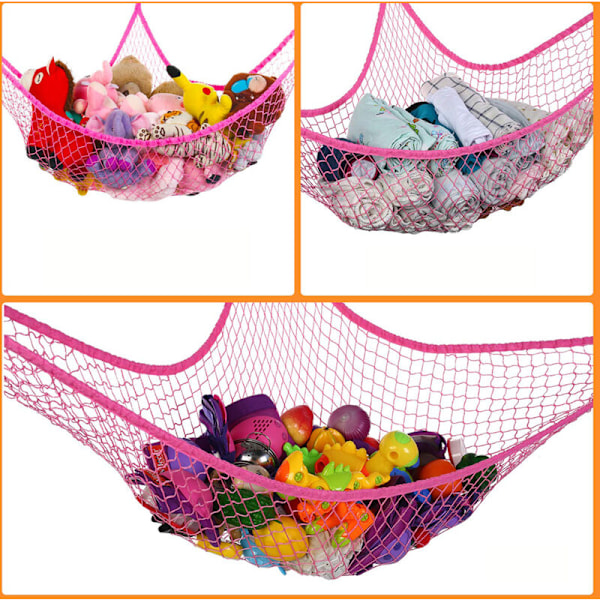 Pet Hammock Opbevaring Hammock til Fyldte Dyr og Legetøj Ekstra Stor Børns Mesh Legetøj (Pink)