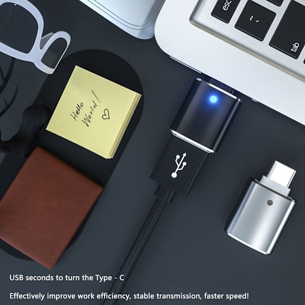Sovitin, USB3.0 tyypin C -sovitin valolla , , ja muille tableteille (hopea)