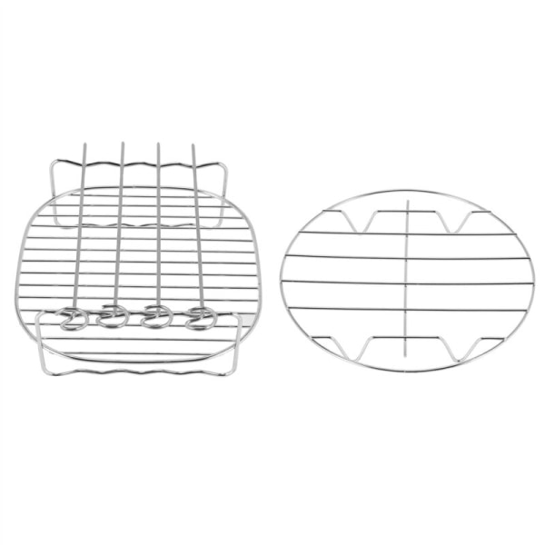 8 tum fyrkantig dubbelskikts luftfritösställ med 4 spett i rostfritt stål mångsidig metallställning