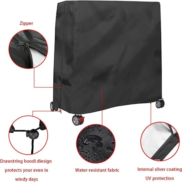 Udendørs bordtennisbordcover PVC-belægning ventilationsåbninger - Vandafvisende presenning til bordtennis, UV- og vejrbestandig - 185x165x70 cm Bla