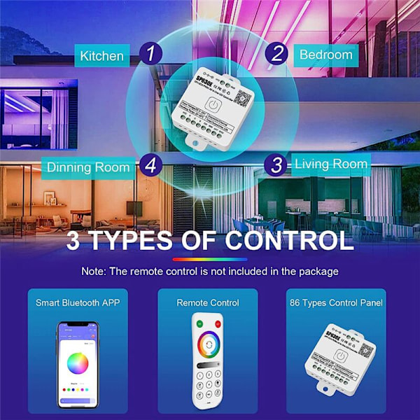 SP630E Bluetooth LED-kontroller Støtter PWM Enkeltfarget CCT RGB RGBW RGBCCT og SPI TTL IC-brikke Lysstripe