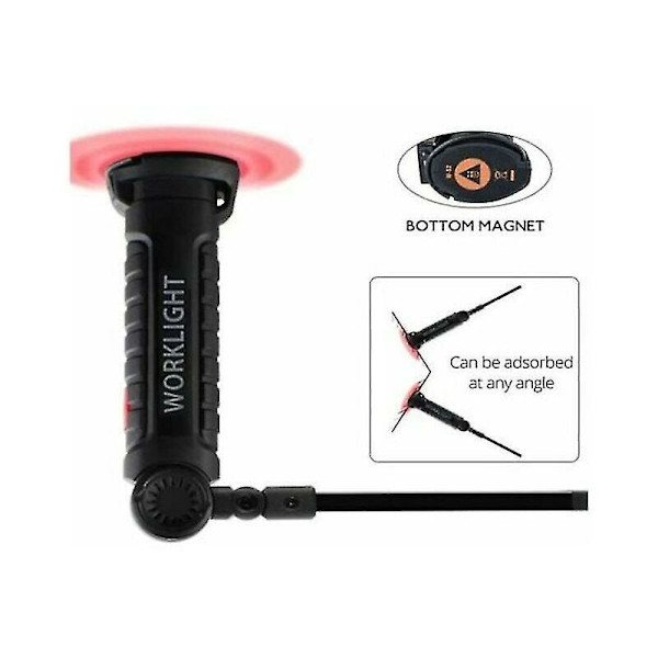 2 X Oppladbart LED arbeidslys Verksted lommelykt LED arbeidslys med magnetisk base Inspeksjonslampe for fotturer, camping.4.8 15cm