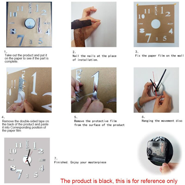 2X 3D DIY Vægur Moderne Design Stor Akryl Ure Hjem Dekoration Sticker Sort