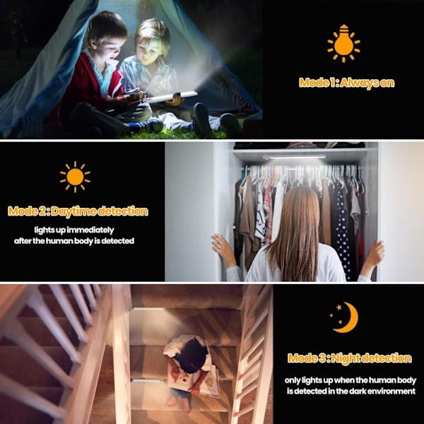CGD-T054 Skabbelys med Bevægelsessensor, 2 Pak LED Under Enhed Lys, Køkken Skab Belysning, USB Genopladeligt Batteri, Lampe til Skab, Trapper