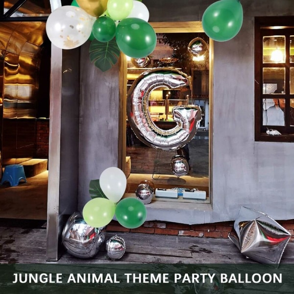 134 kappaleen sarja Jungle Party Balloon Arch Vihreä ilmapallokoristelu, keinotekoisilla trooppisilla palmunlehdillä syntymäpäiväjuhliin