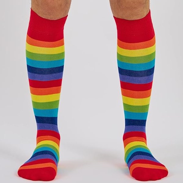 Knæhøje stribede sokker til kvinder - åndbar kæmmet bomuld sømløs tå unisex farvestrømper - afslappet lys farve stribede knæhøje sokker
