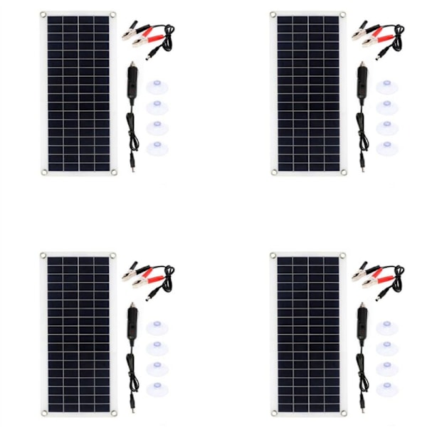 4X 15W Solcellepanel 12-18V Mobiltelefon RV Bil MP3 PAD Utendørs Lader Batteristrømforsyning B