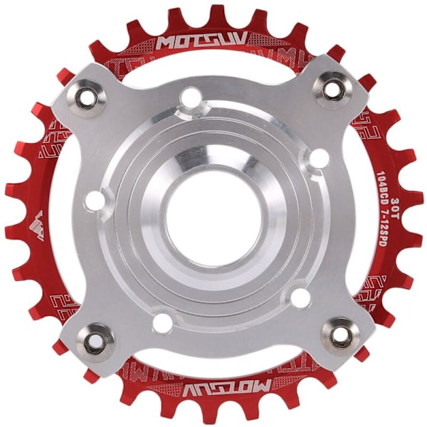 104BCD E-cykelkedjedrev + Adapter för Tongsheng TSDZ Mid Drive Motor E-cykel Aluminiumlegering Cykelvevparti, Röd 30T