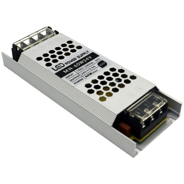 Ultra tynn strømbryter strømforsyningstransformator AC190-240V DC24V 2.5A 60W strømadapter for LED-strimler