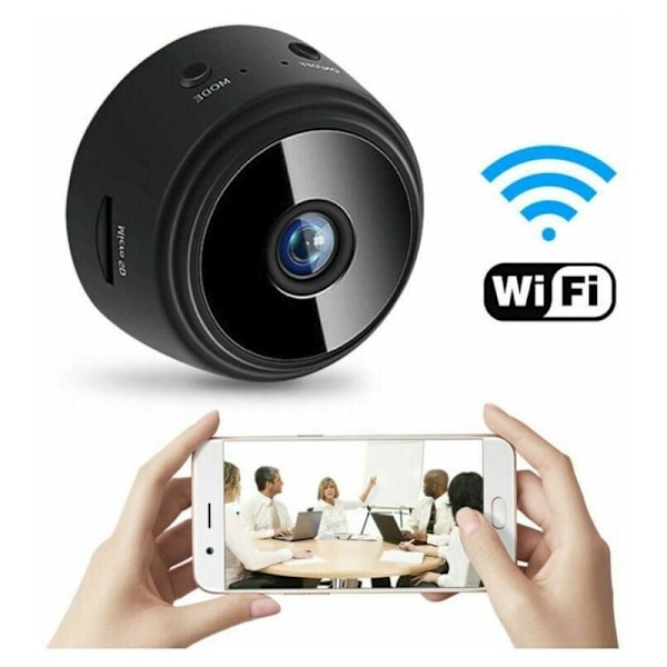 Mini spionkamera trådløs HD WiFi CCTV-kamera med nattvisning og detektor, trådløst babyovervåkingskamera innendørs/utendørs skjult
