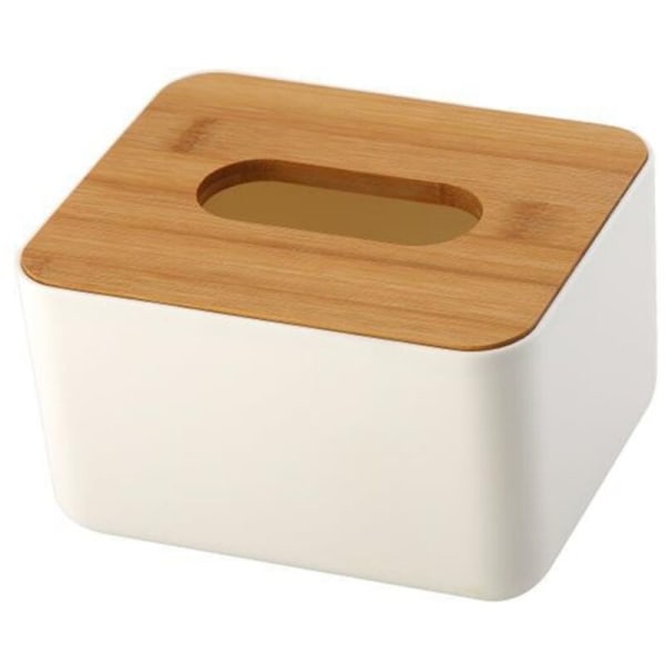 Bamboo Wood Lid Plastic Tissue Box Paper Holder Dispenser Home Case 16.5cm x 13.3cm x 10cm