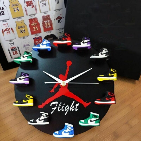 Personalisert dekorasjon AirJordan Jordan aj1 basketballklokke 3D sko modell sportslig kreativ veggklokke