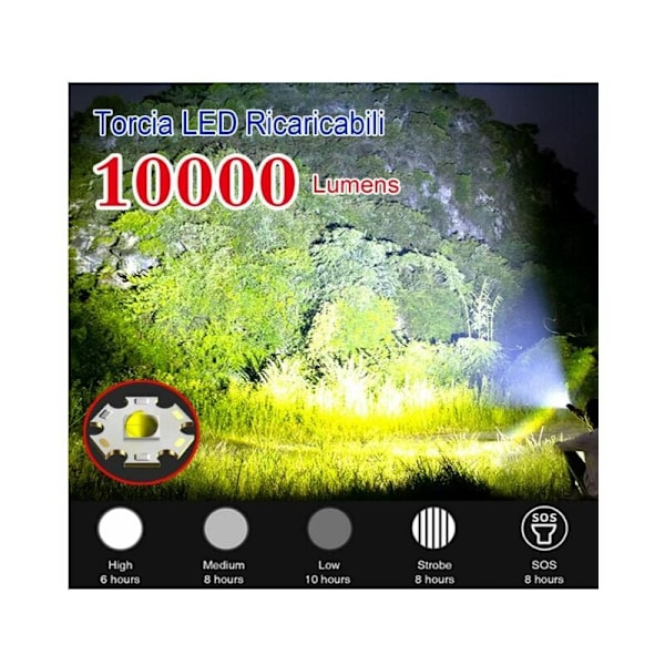 Super Ljus P70 LED Ficklampor 30000100000 Lumen, XHP70.2 Laddningsbar LED Ficklampa, Taktisk Ficklampa med Holster, IP67 Vattentät Kraftfull Fla