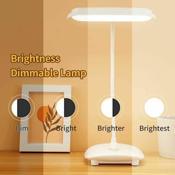 Trådlös USB Laddningsbar Skrivbordslampa 40 LED 2 3200mah Batterier, Touch Light 3 Färger 6 Dimbara Lägen, Minnesfunktion, Barnläslampa