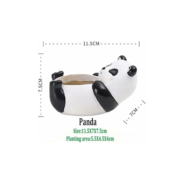 Plantepotter, søde dyreformede tegneserie sukkulente vase blomsterpotter, beholder, dekorationsplantepotter, skrivebords mini ornament (Panda)-Fei Yu
