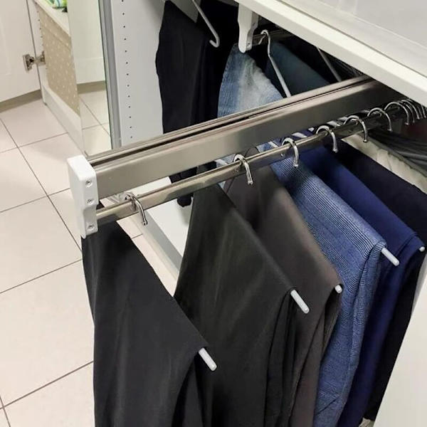 Justerbar Tøjstativ Teleskopisk Stang Rustfrit Stål Push-Pull Garderobeskab Organizer til Garderobe Hængende Skabe 397mm