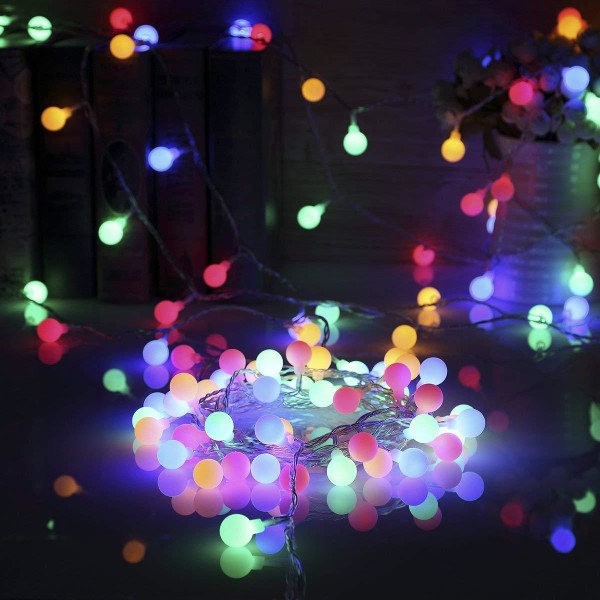 LED farverige kuglelys med fjernbetjening, indendørs lyskæder til klasseværelse, soveværelse, stue, halloween, jul, fest, multicol.