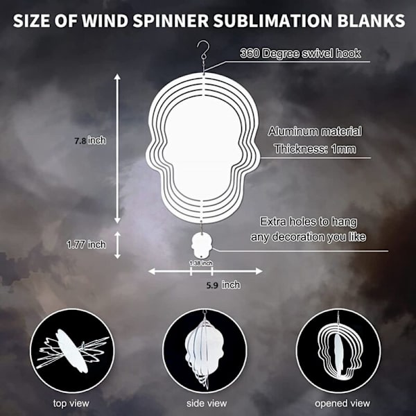 4 stk. Sublimering Vind Spinner Blanks, Kranieform 3D Aluminium Vinddrevet Kinetisk Skulptur til Haver og Haver