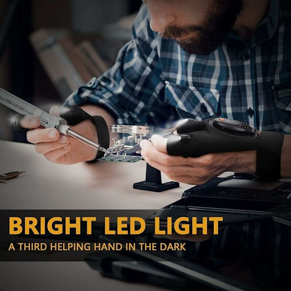 Present till män LED-handskar - Original present till män LED-handskar med vattentäta lampor, presentidé uppladdningsbar handsklampa Praktiska prylar för fiske/C