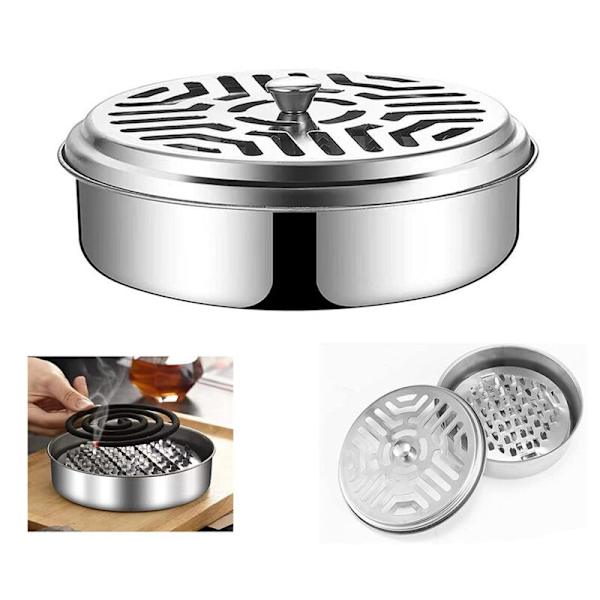 2X Rustfrit Stål Myggespiralholder, Flammehæmmende Myggespiralbeholder, Bærbar Metalspiral