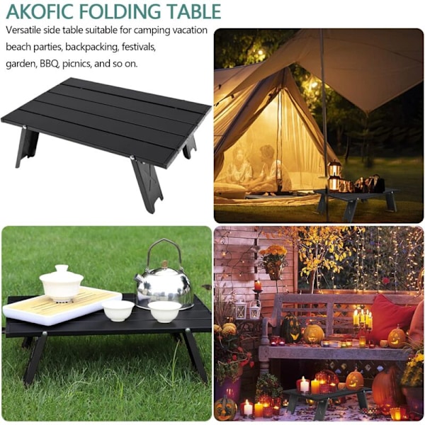 Camping Foldbart Bord, Letvægts Bærbar Mini Foldbart Aluminium Bord med Bærepose, Lille Praktisk Rullet Sidebord til Grill Picnic