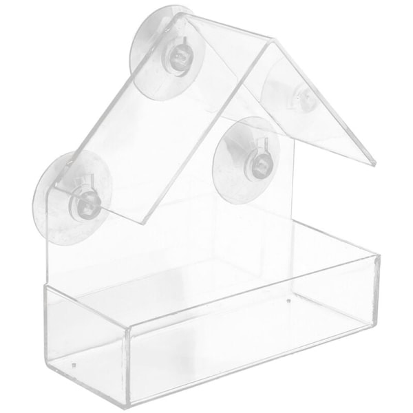 Acrylic Transparent Birdhouse Bird Feeder Window Viewing Tray Pet Feeder Suction Cup Bird Cage 15X7X16 Cm