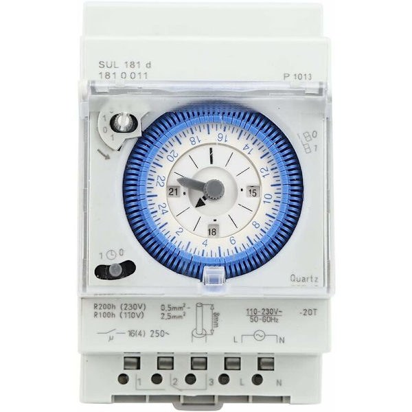 – Analog timer med synkronmotor och dagligt program, timer, 36VAC/DC
