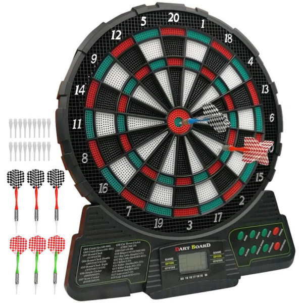 Elektronisk darttavle darttavle LCD-poengskjerm med 6 dart 18 tips/12 stk dart partyleke morsomt flyvespill gaveeske hjemmeinnredning