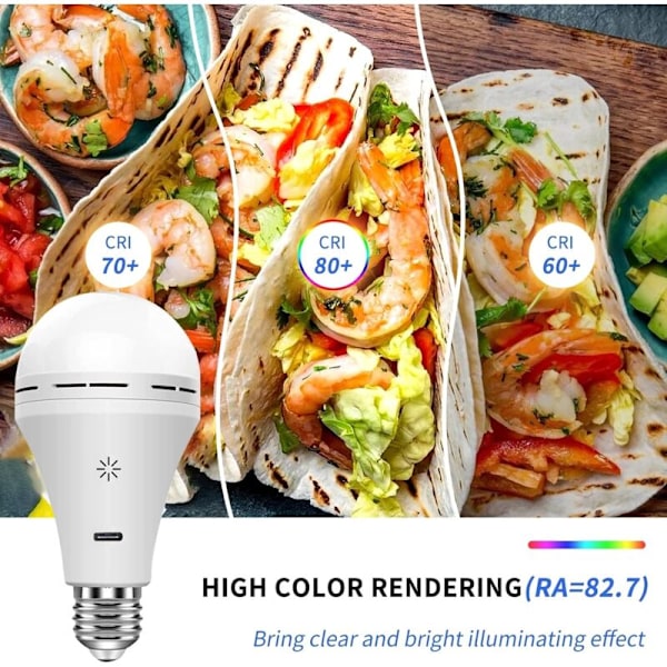 USB Genopladelig Lyspære med Fjernbetjening, 7W LED Batteri Pærer, E27 Berøringsdæmpbar Lyspære med Timerfunktion, Udendørs Camping Nød
