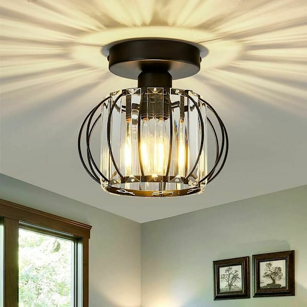 Moderne svart krystall-lysekroner, Mini - Semi - Flush Mount Metall Taklampe, Gang, Kjøkken, Soverom, Spisestue, Vaskerom, LED Taklampe